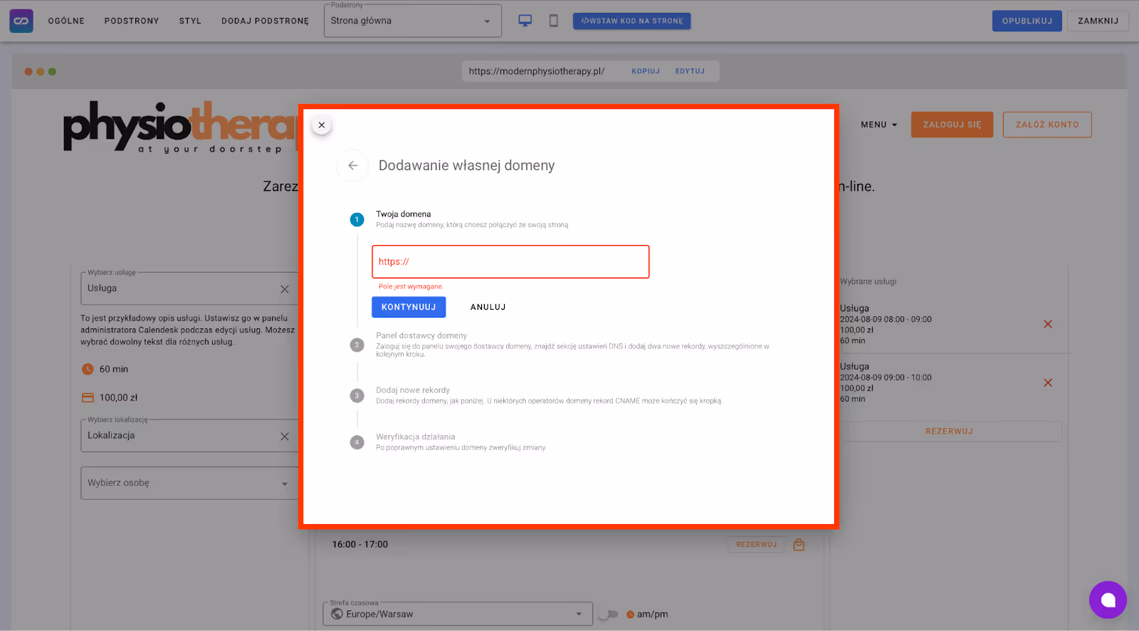 Wprowadź nazwę Twojej domeny. 
