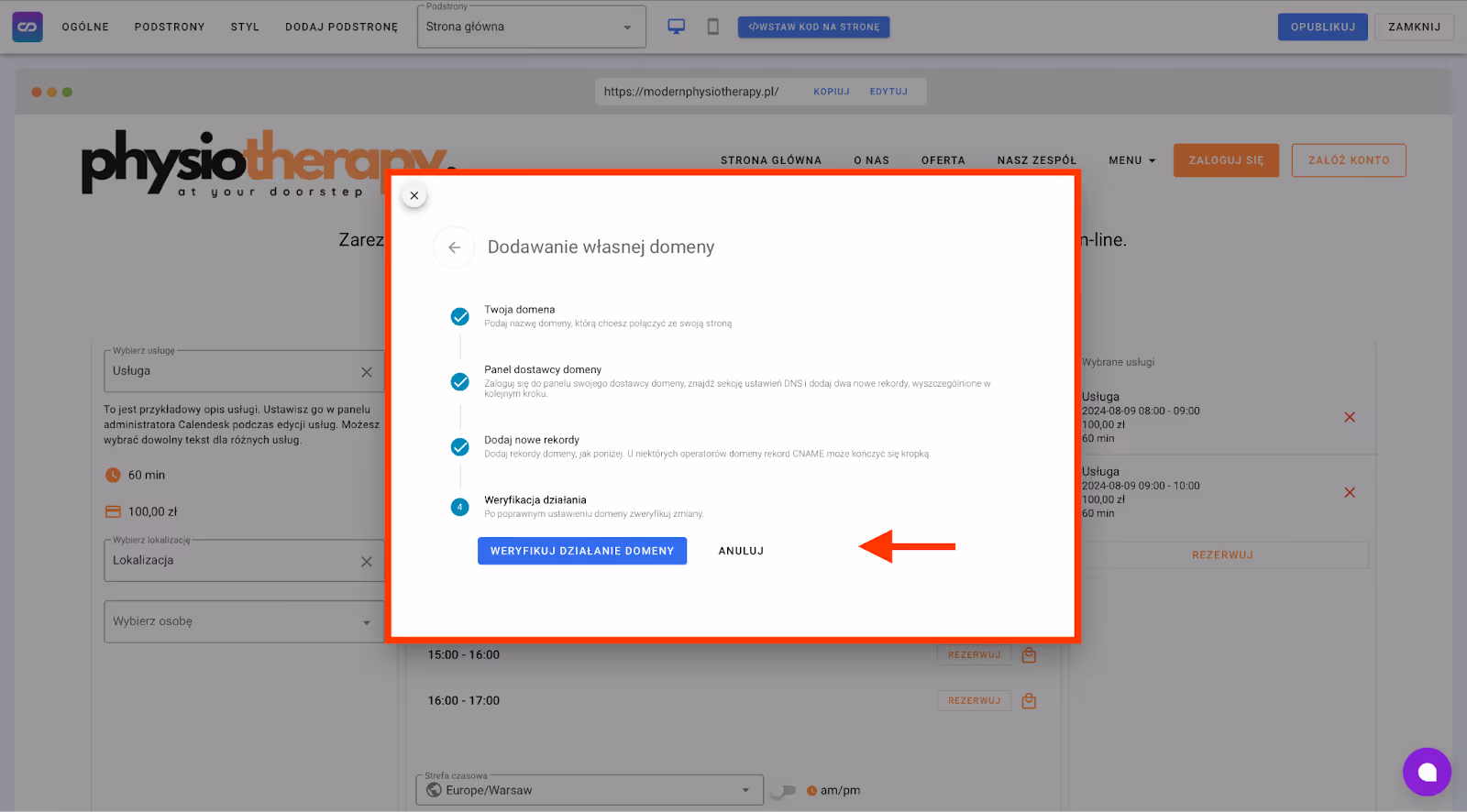 Weryfikacja działanie domeny.