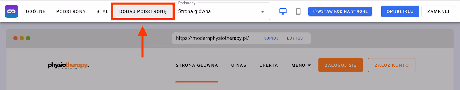 Dodawanie nowej podstrony.