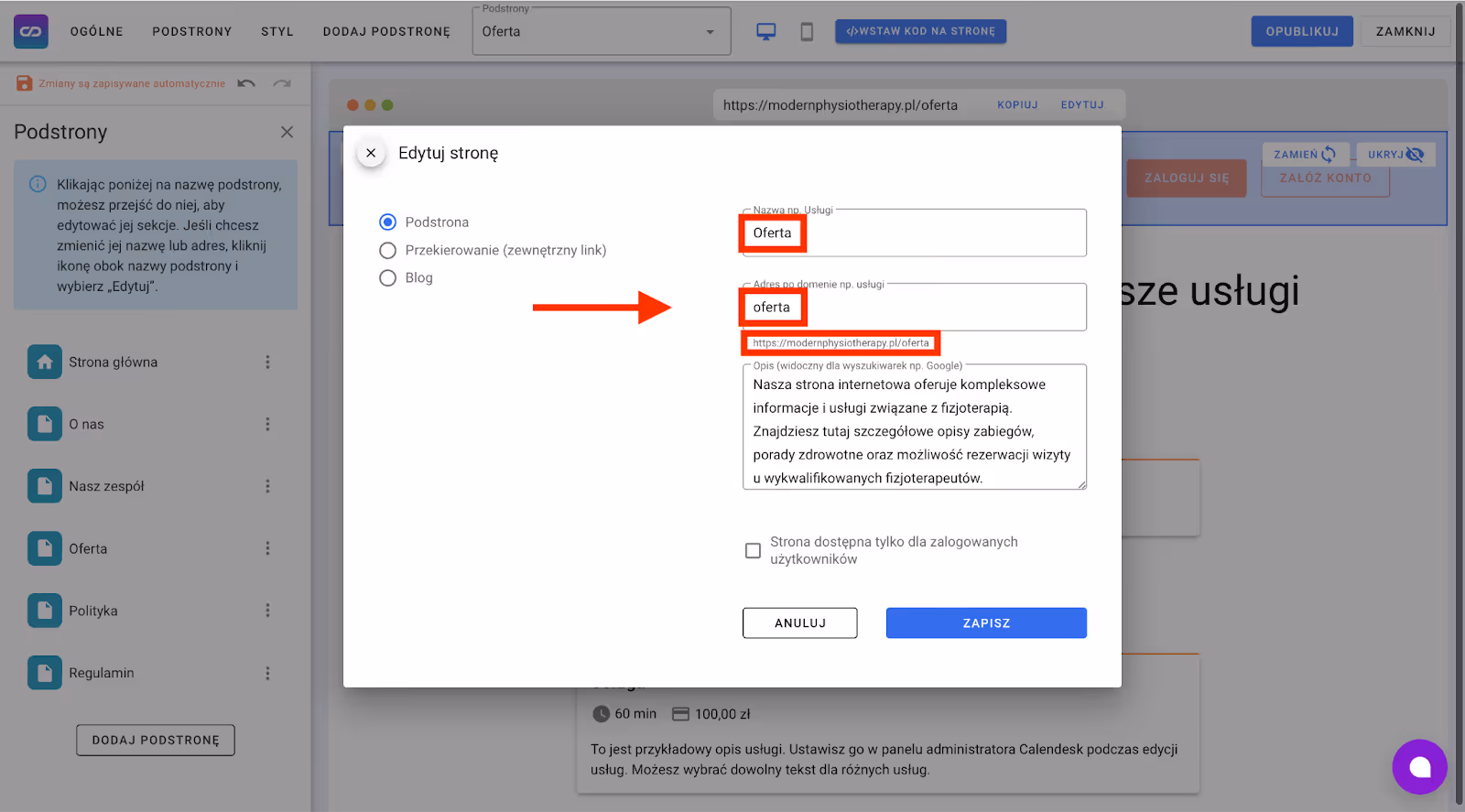 Tworzenie nowej podstrony.