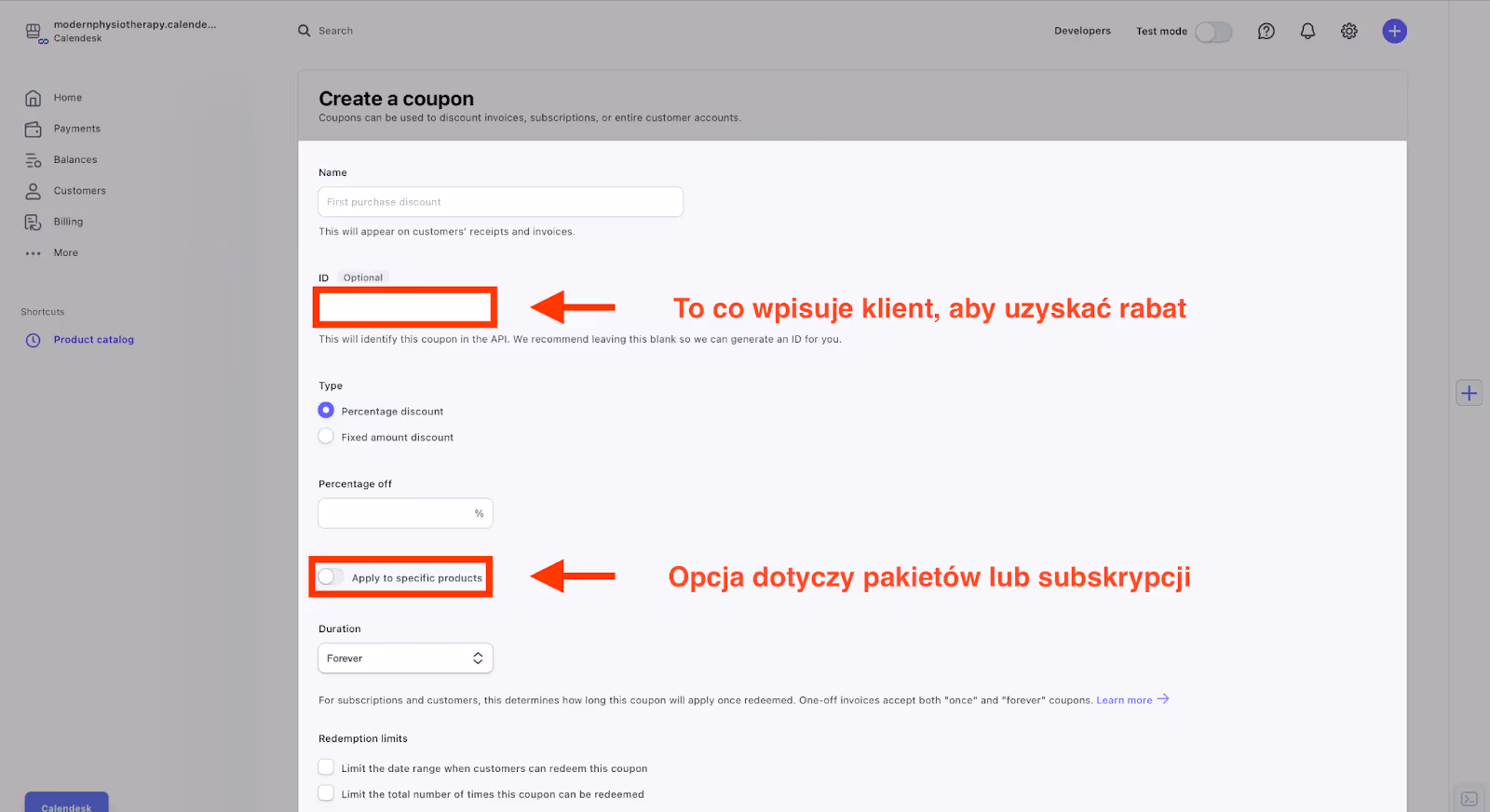 Stripe - coupons - create a new coupon