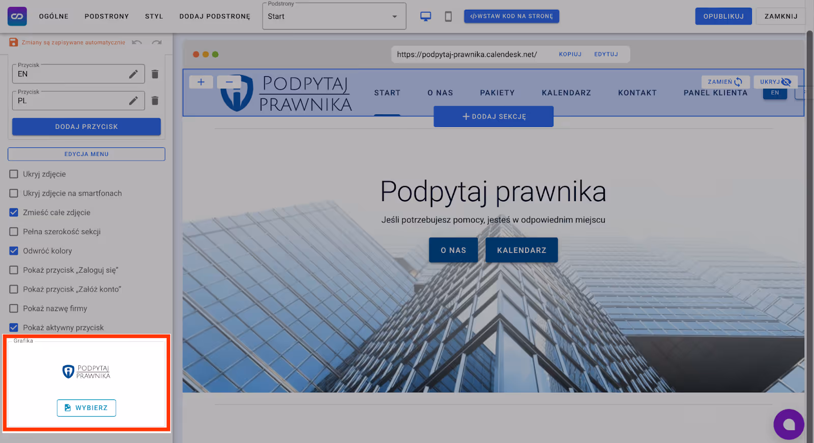 Miejsce wyboru grafiki.