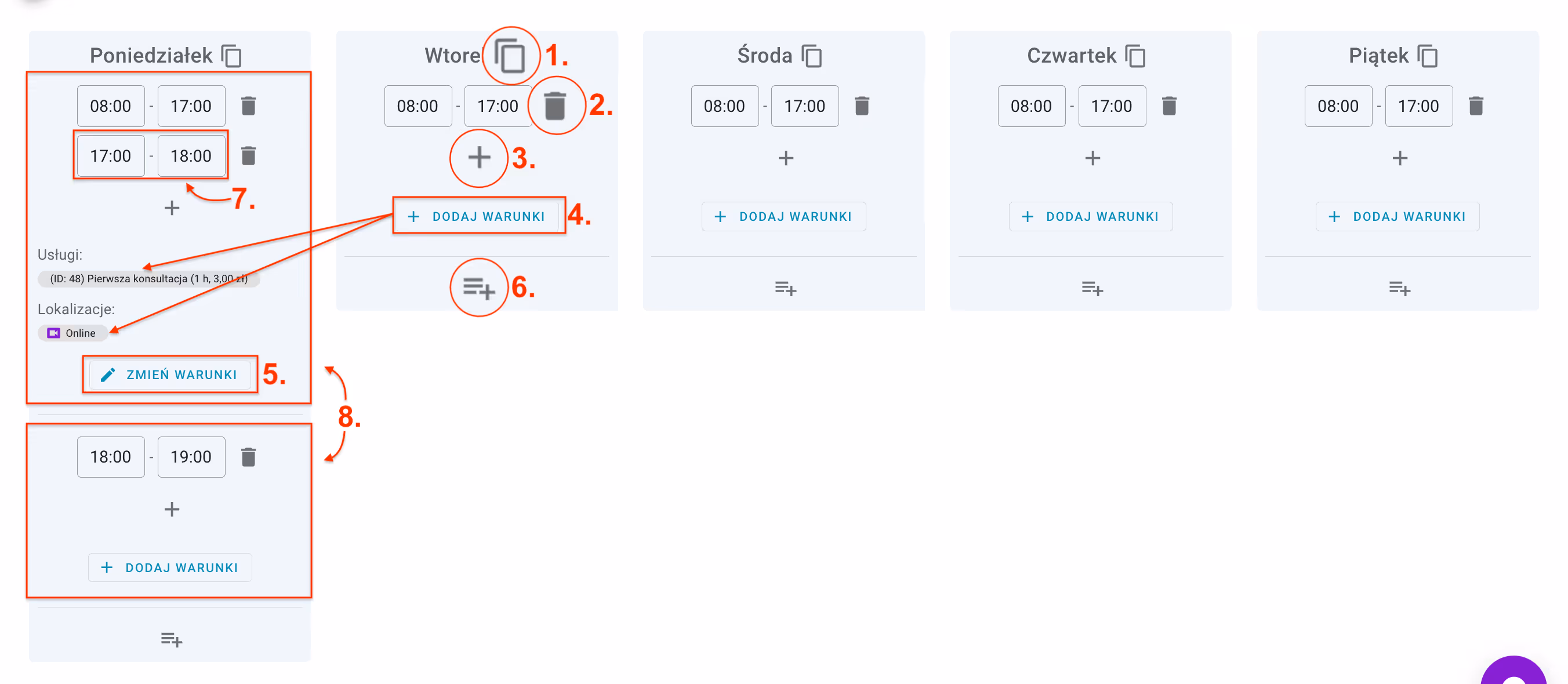 Standardowy tydzień pracy - edycja grafiku.