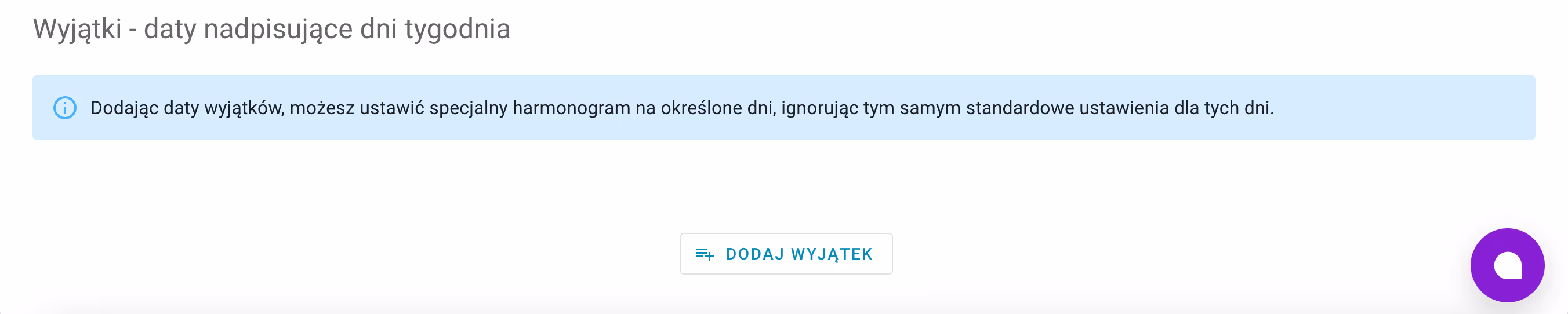 Wyjątki - daty nadpisujące dni tygodnia.