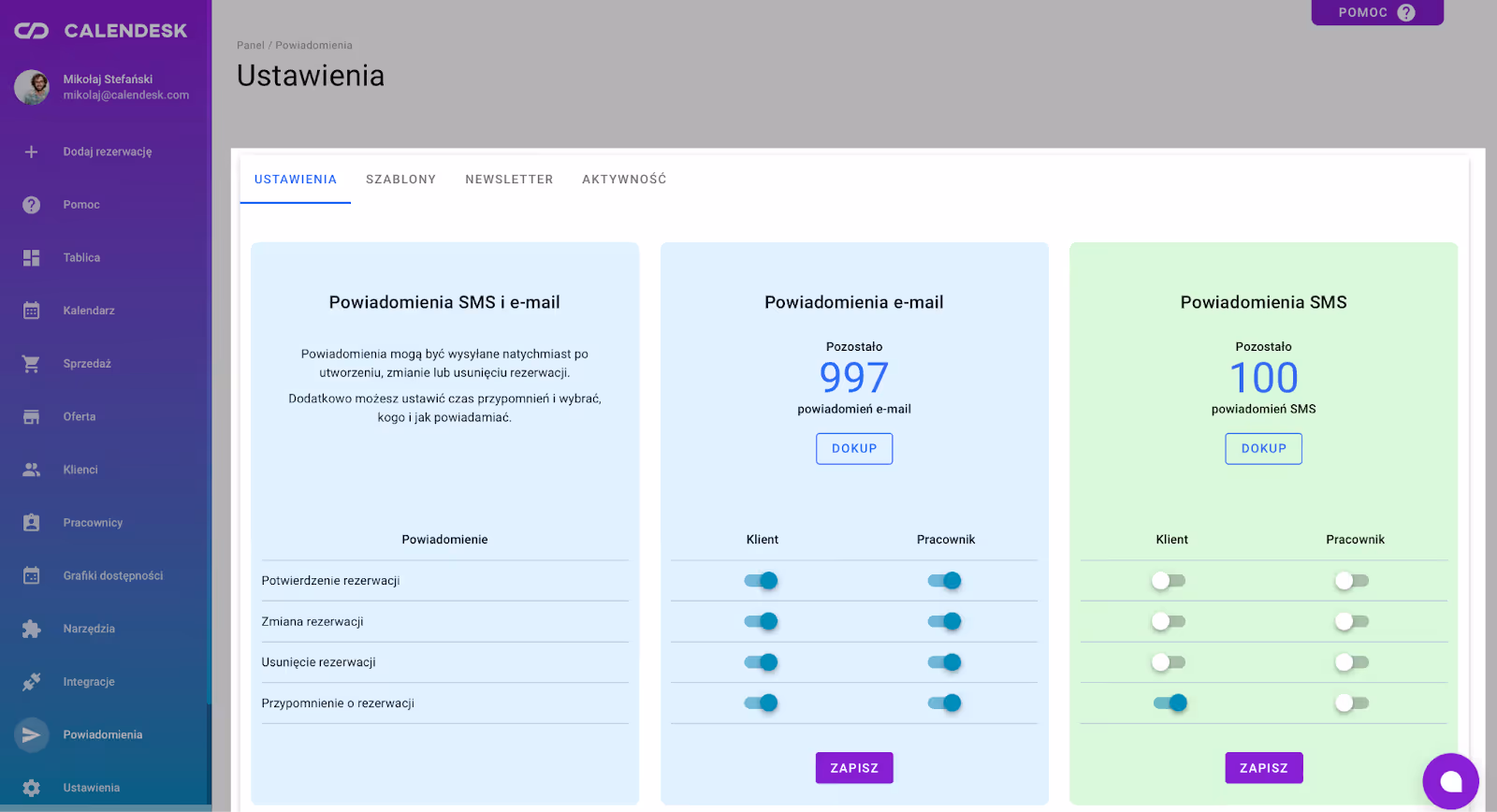 Powiadomienia – Ustawienia