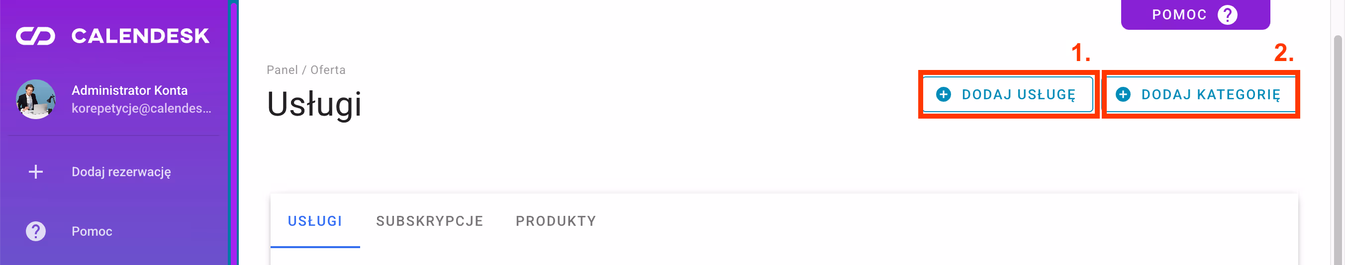 Adding a new service or category. 