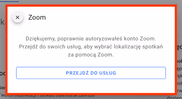 Komunikat o powodzeniu w integracji. 