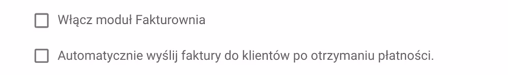 Dodatkowe pola wyboru w module Fakturownia.