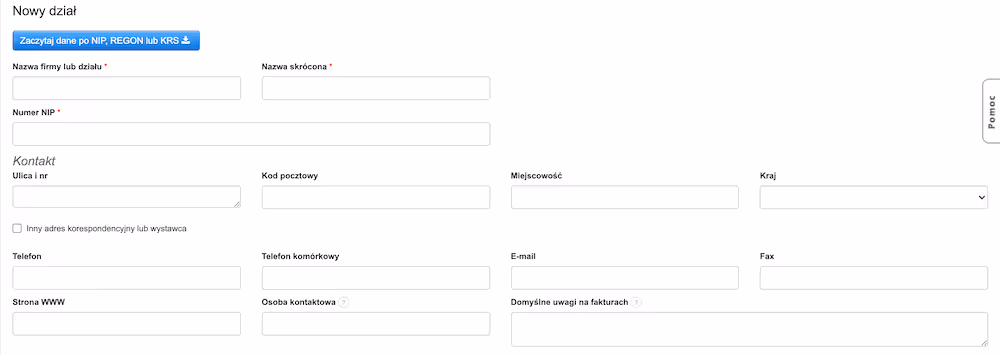 Dane wystawcy faktury. 