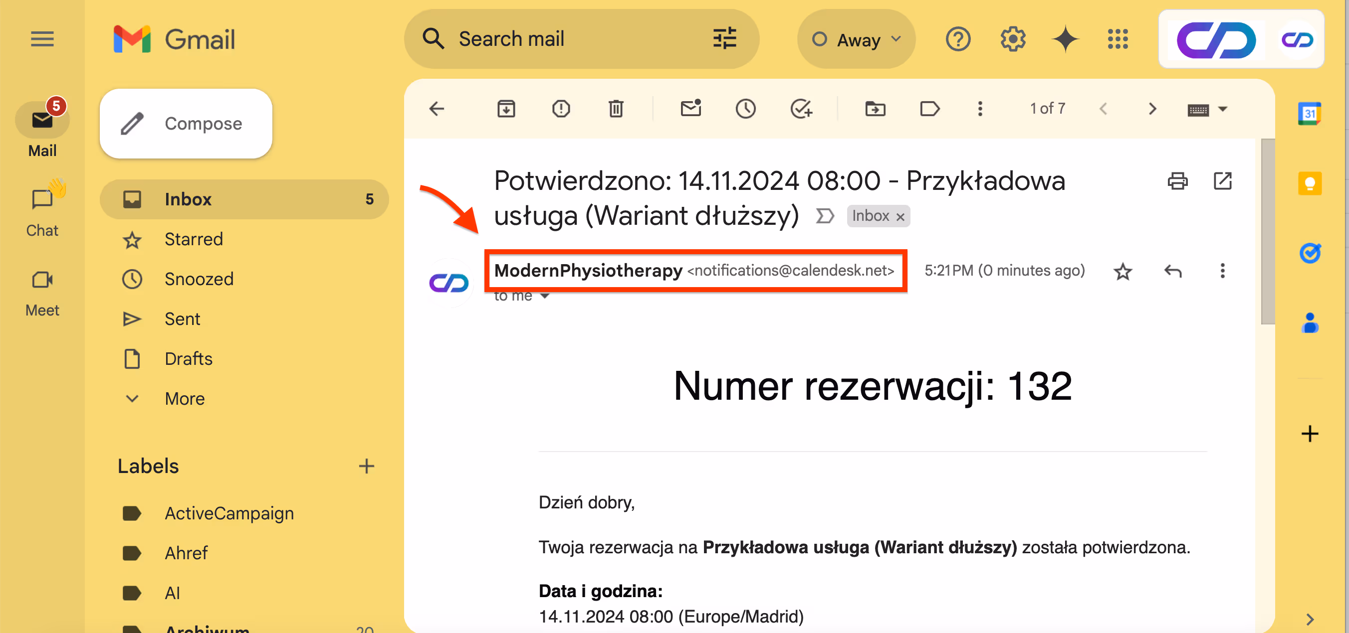 Nazwa nadawcy powiadomienia e-mail.