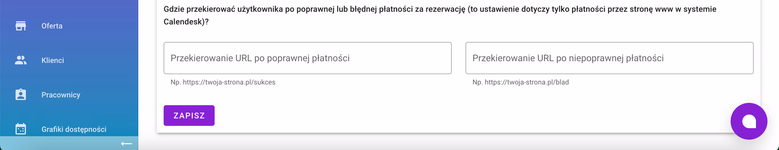 Przekierowania po płatności za rezerwację.