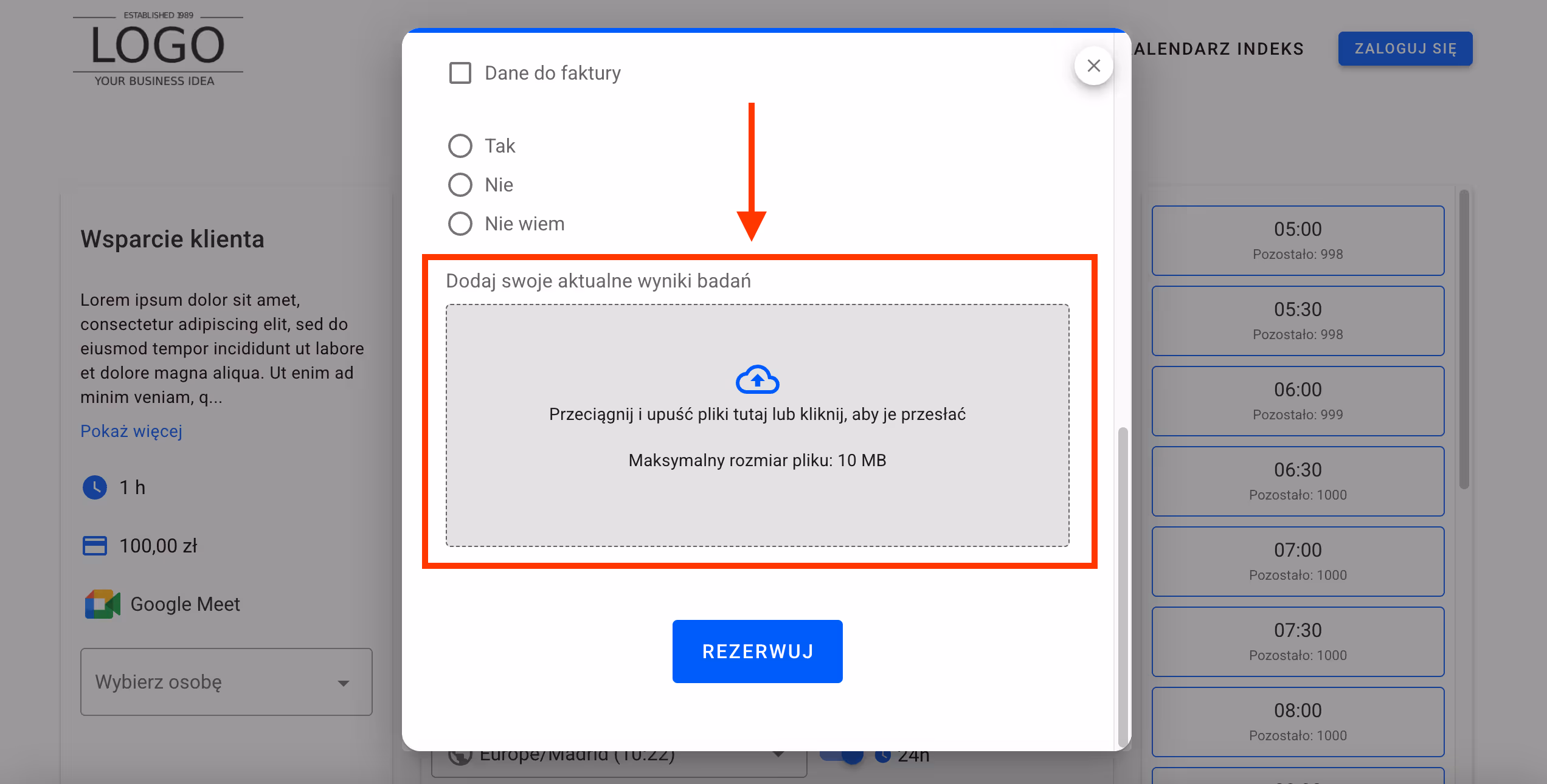 Poole załączników.