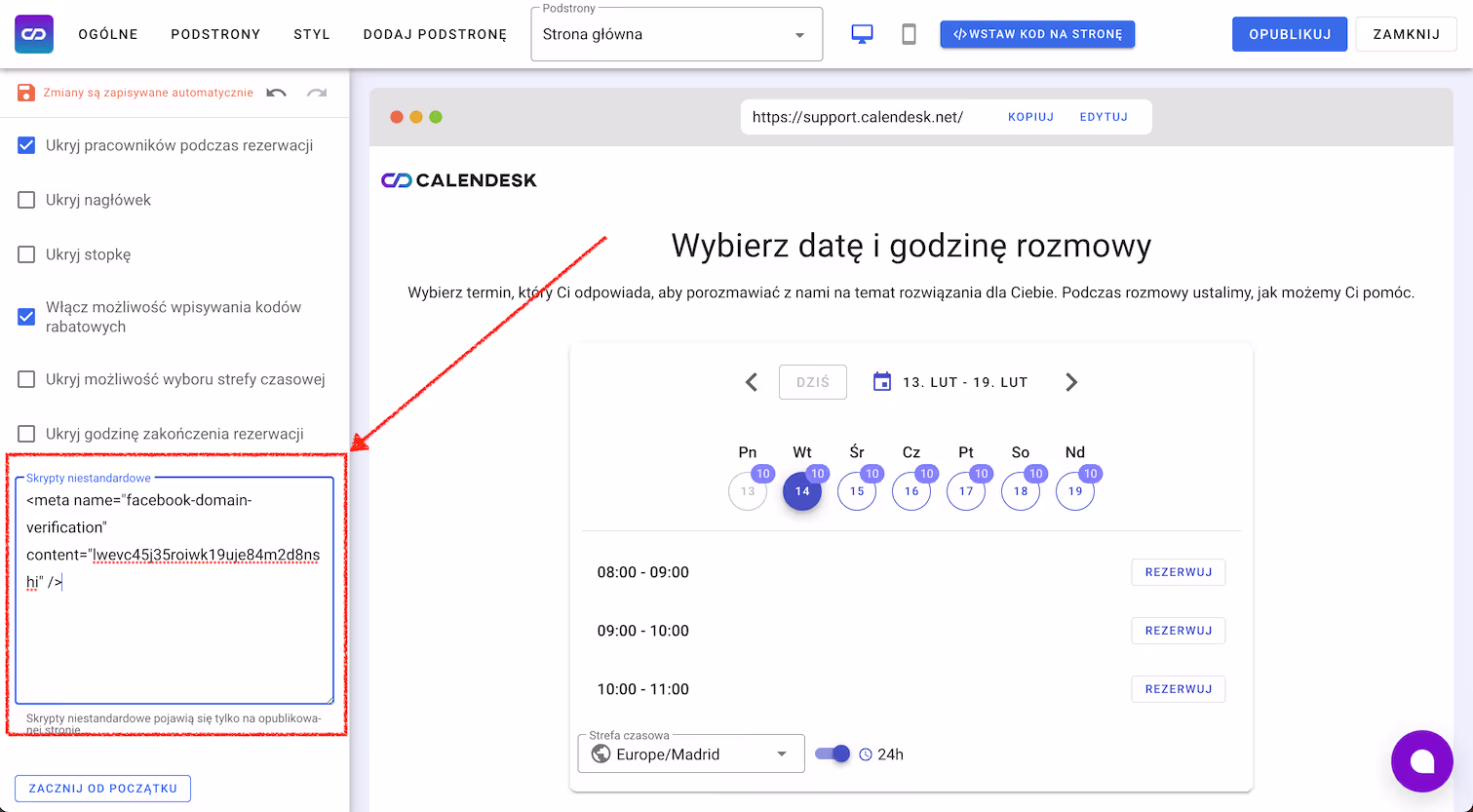 Weryfikacja Domeny w Facebook
