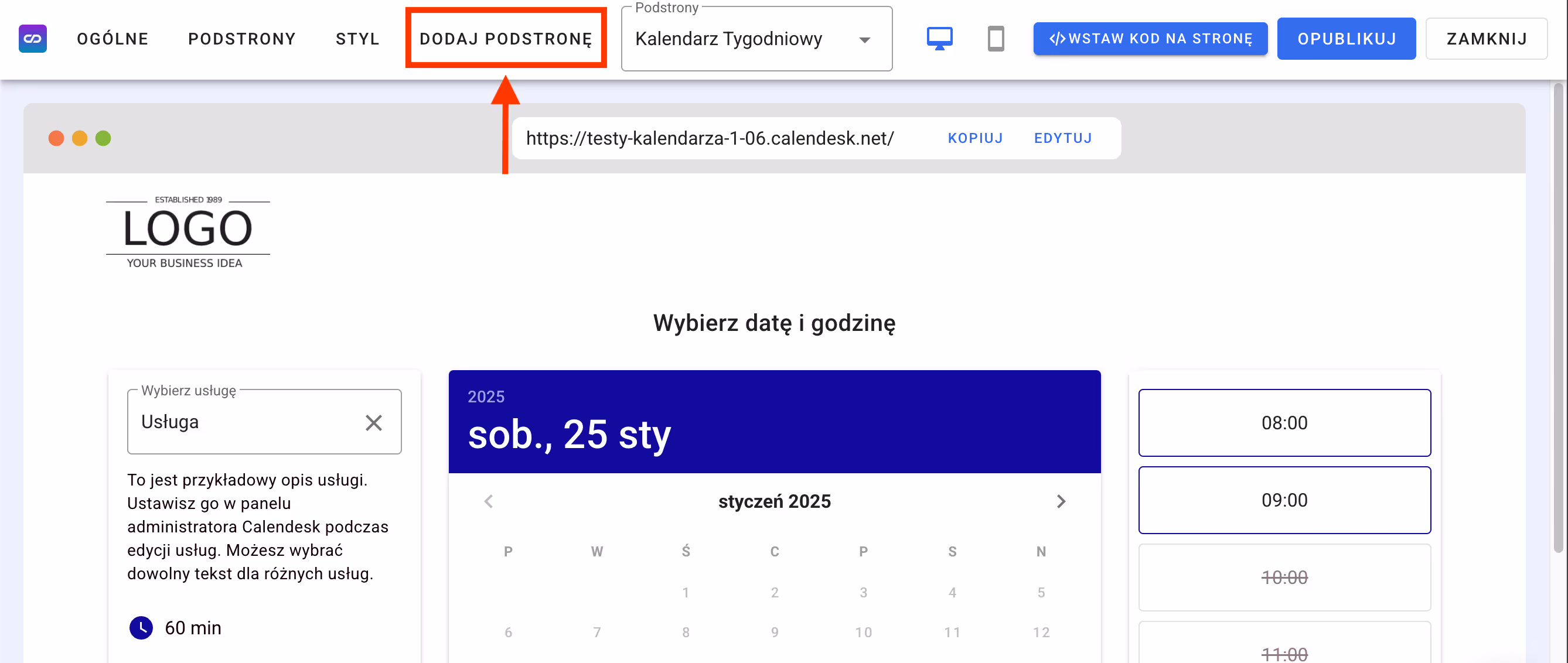 Dodawanie nowej podstrony.